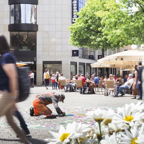 Straßenmaler in der Osnabrücker Fußgängerzone